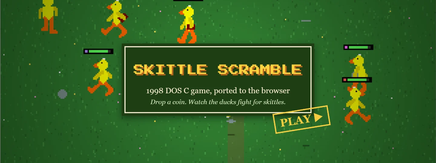 Skittle Scramble - play the 1998 DOS duck game in the browser